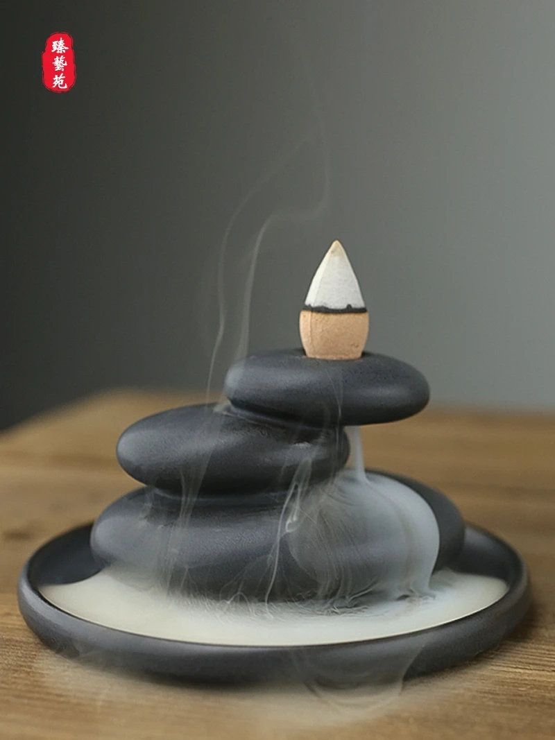 

Backflow Incense Burner Creative Mountain and Flowing Water Decoration Household Indoor Zen Agarwood Cone Incense Stone