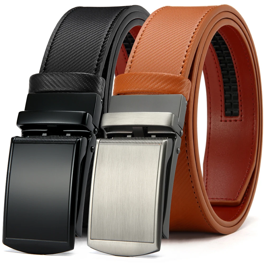 DUPAI FASHIONIS Men Leather Belt Metal Automatic Buckle Brand High Quality Leather  Belt Buckle Formal Wear Adjustable Belt Men