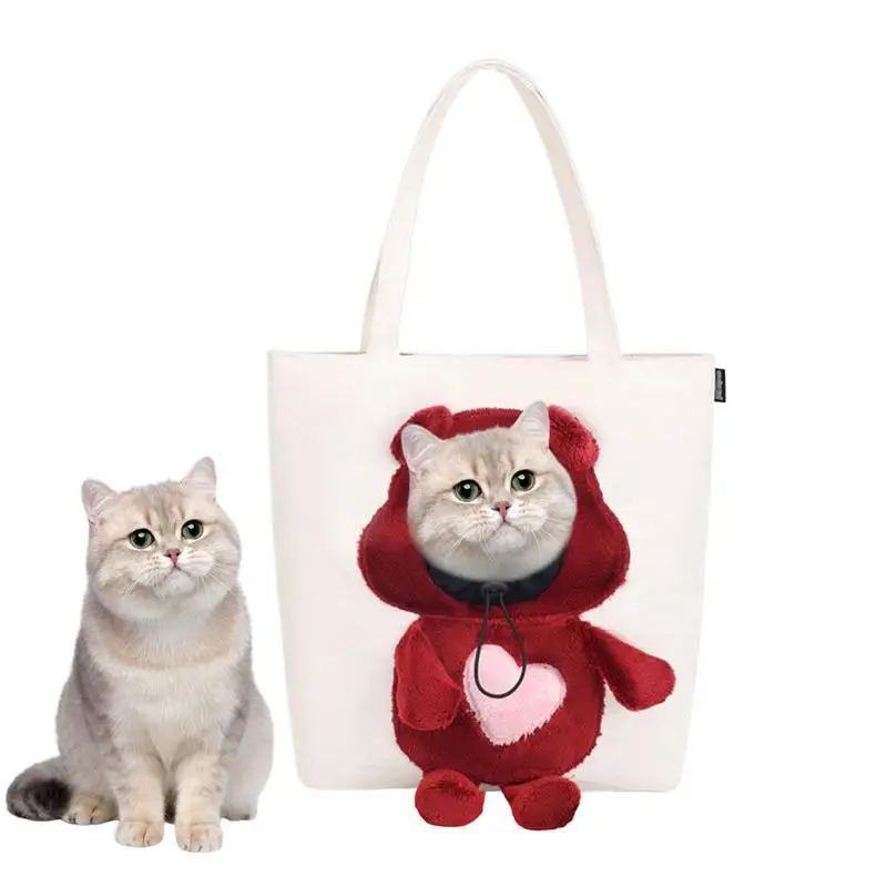 

Cat Shoulder Carrier Canvas Tote Handbag For Pet Animal-Shaped Chest Bag Portable Pet Bag For Traveling Outgoing Walking Camping