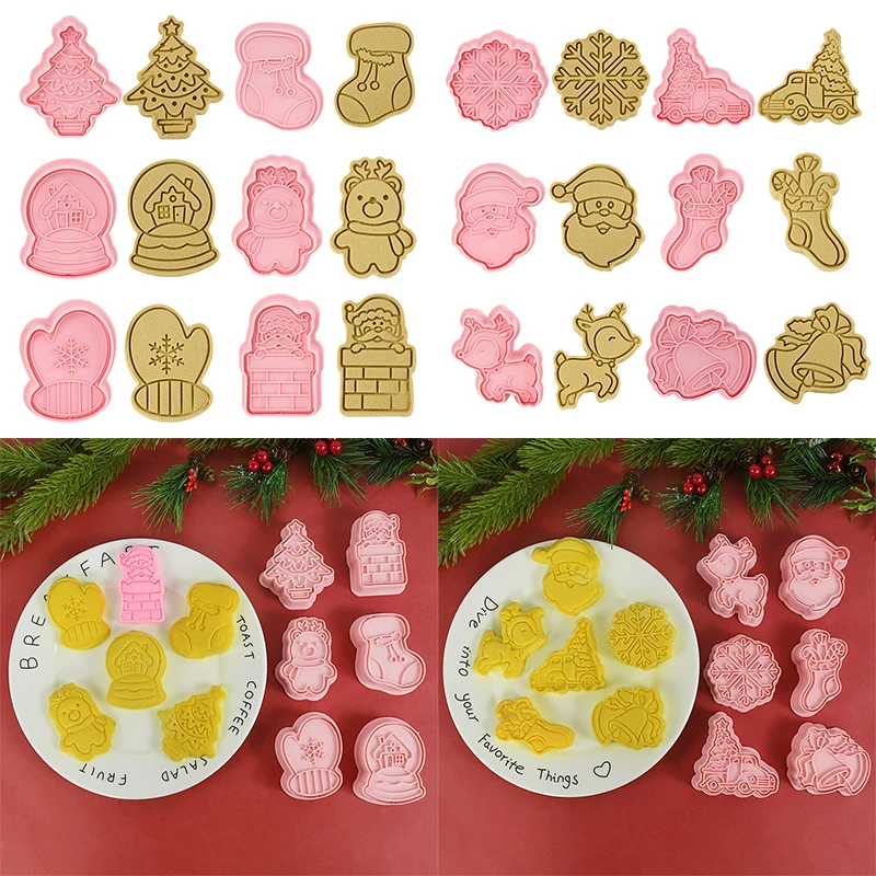 

6pcs/set Christmas Cookie Cutters Biscuit Mold Santa Snowflake Elk Baking Mould Xmas New Year Party Fondant Cake Decorating Tool