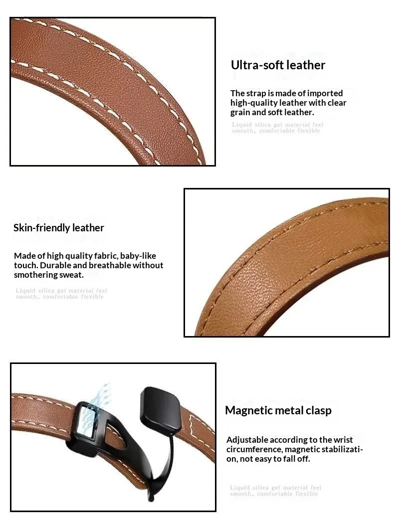 Фото Магнитный кожаный ремешок для HUAWEI Band 11/11 Pro, аксессуары, спортивный браслет, ремешок для Huawei Smart Band 8, 9, 10, NFC-ремешки №3