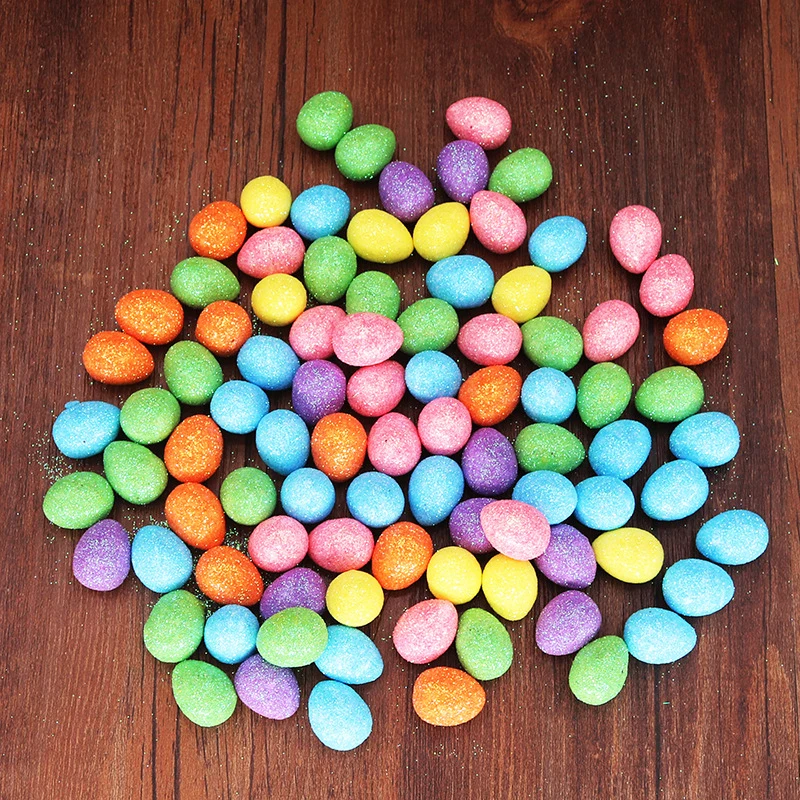 

80pcs/bag Mini Artificial Easter Eggs Polystyrene Foam Egg Easter Colorful Eggs DIY Happy Easter Party Decoration Home Supplies
