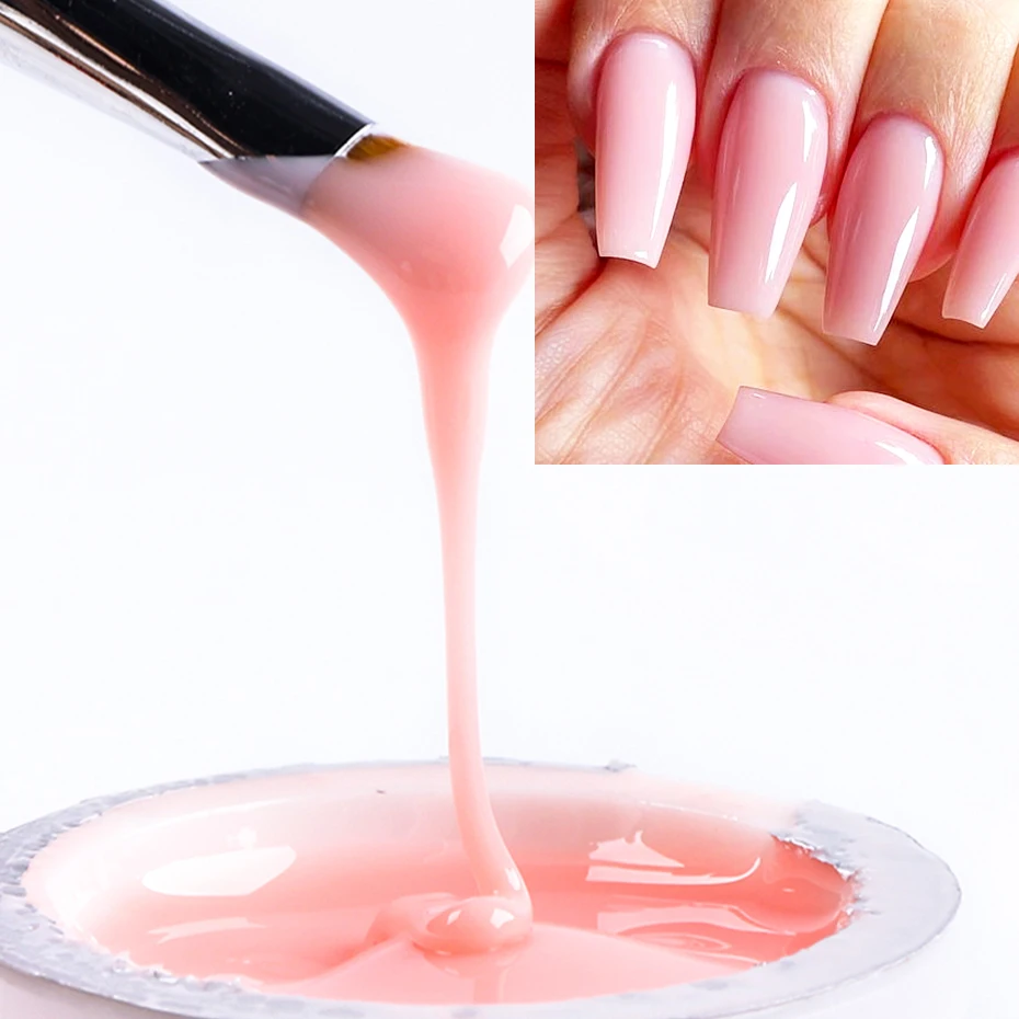 Маникюрный набор для наращивания ногтей розовый УФ-гель с кисточкой быстрое