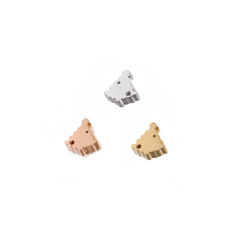 

2Pcs Stainless Steel Rose Gold Christmas Tree Shape Spacer Beads Big Hole Bead For DIY Necklace Bracelet Jewelry Making Findings