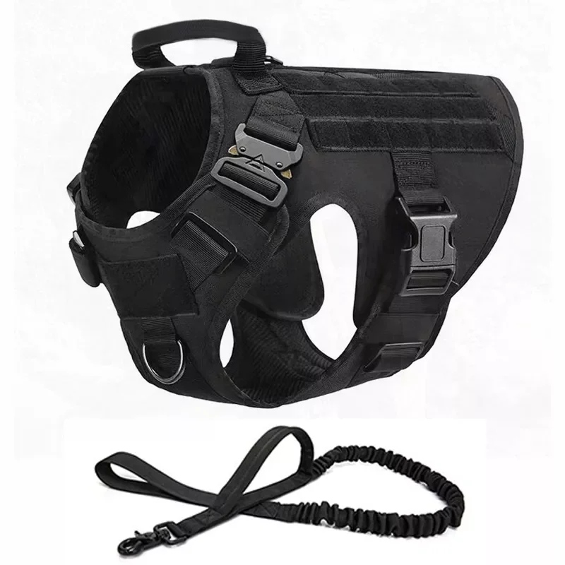 

Tactical Dog Harness And Leash Set Metal Buckle Big Dog Vest K9 German Shepherd Durable Pet Harness For Large Dogs Training