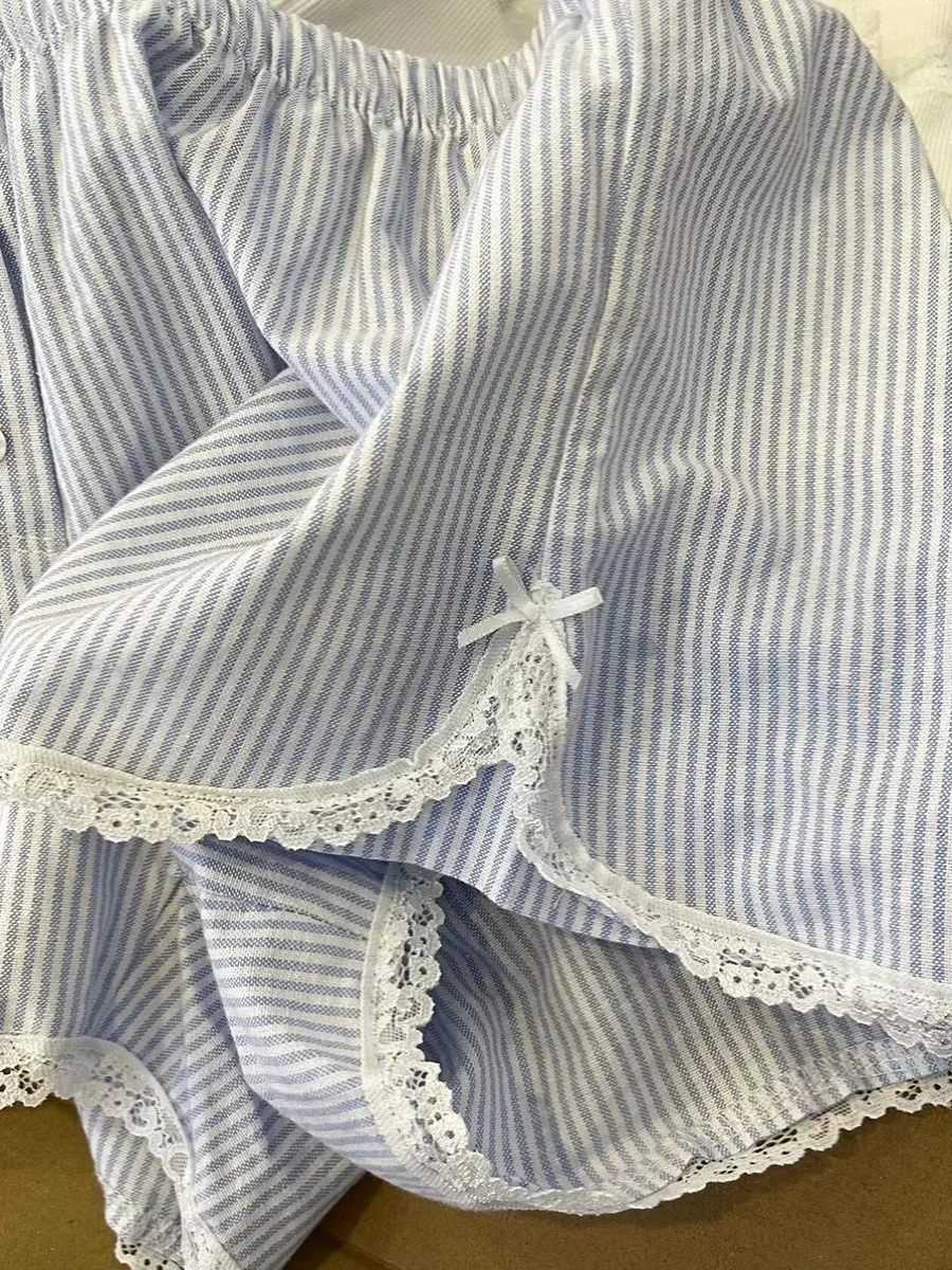 K-sle милые кружевные пижамы женские летние 2024 повседневные широкие шорты с