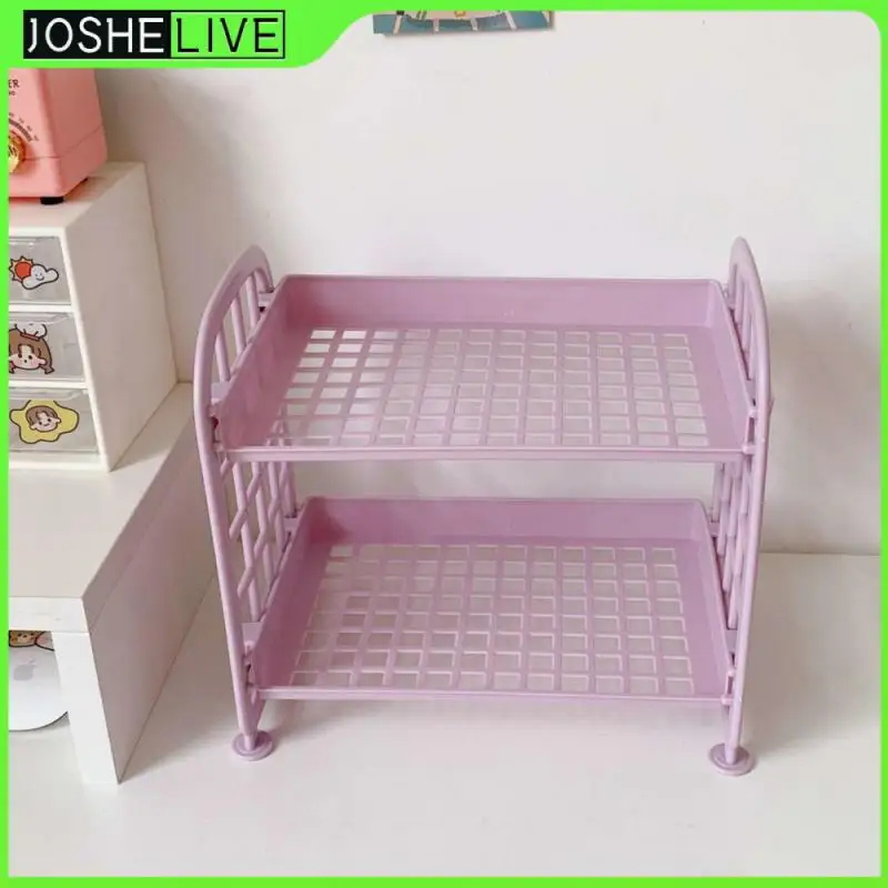 

Childhood Stationery -New Ins Cosmetics Jewelry Double-layer Folding Storage Rack Simple Home Desktop Bathroom Rack Storage Rack