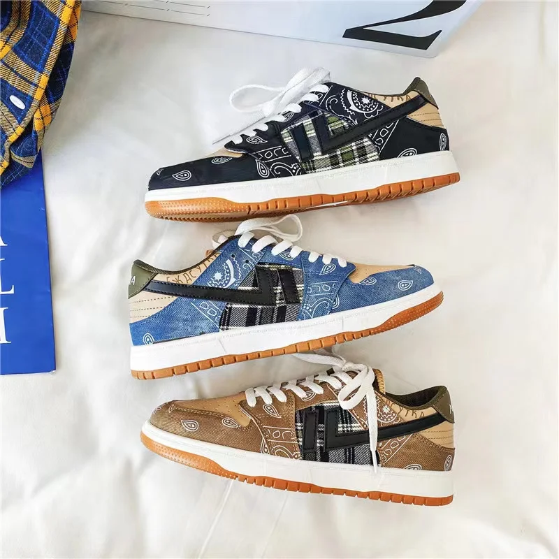 

Кроссовки мужские с низким верхом, Вулканизированная подошва, кешью, цветок, дышащие, Повседневная модная спортивная обувь для скейтборда, ...