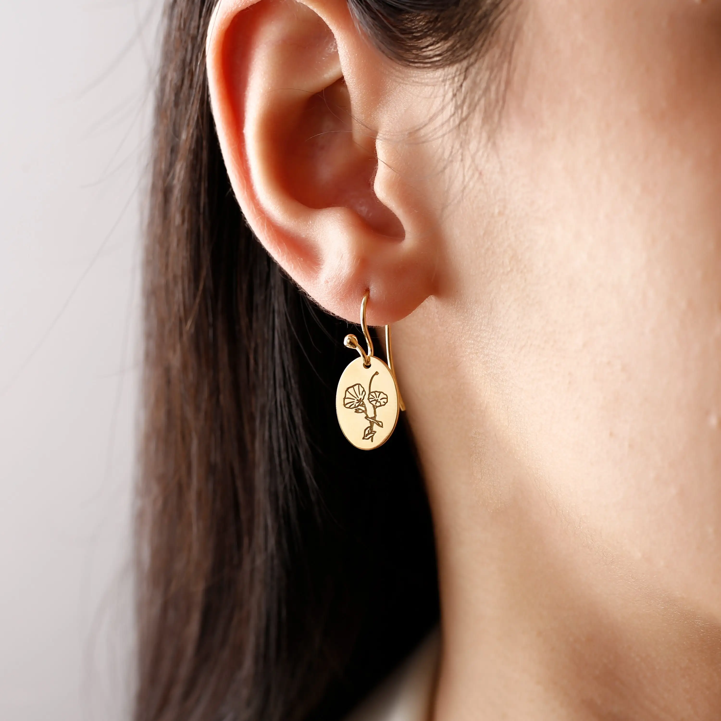 

925 Silver Birth Flower Earrings-Floral Signet Earrings-Birth Month Flowers Earrings-Dainty Flower Jewelry-Floral Signet Earring