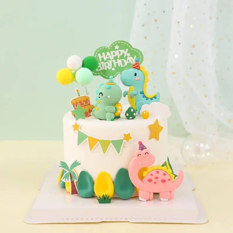 

Dino Cake Decoration Happy Birthday Dinosaur Cake Topper Jurassic World Kids Baby Shower Top Pastry Deco Accessories Ornament