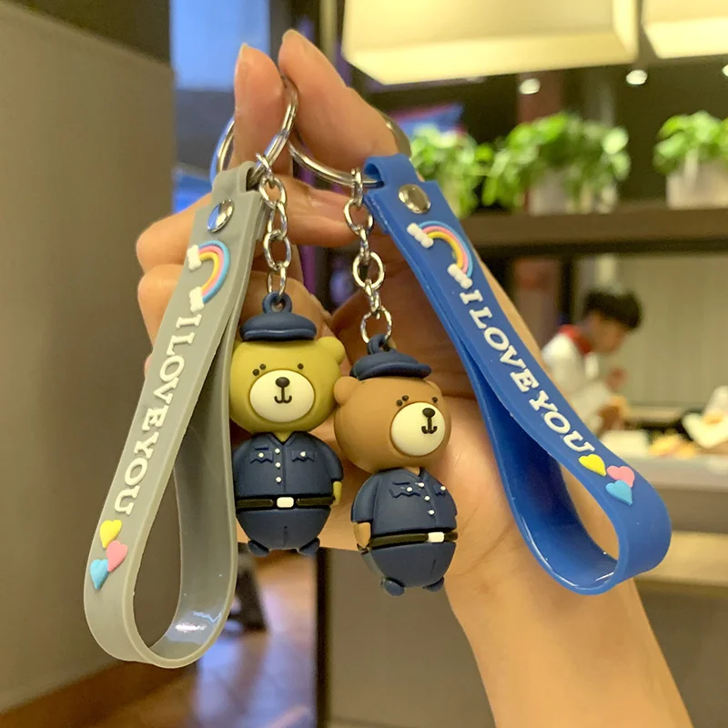 

Fashion cartoon bear doll soft rubber key chain car key chain jewelry pendant gift small gift wholesale