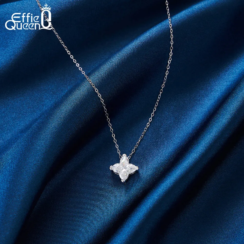 Серьги-гвоздики Effie Queen из стерлингового серебра 925 пробы и ожерелье с подвеской