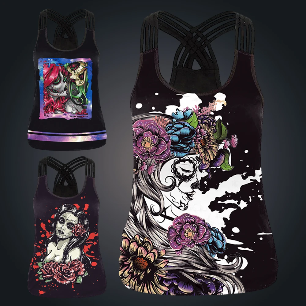 

[You're My Secret] Halloween Party Gothic Tank Tops Sexy Slim Sling Shirt Summer Fashion Casual Femeale Sleeveless Tops