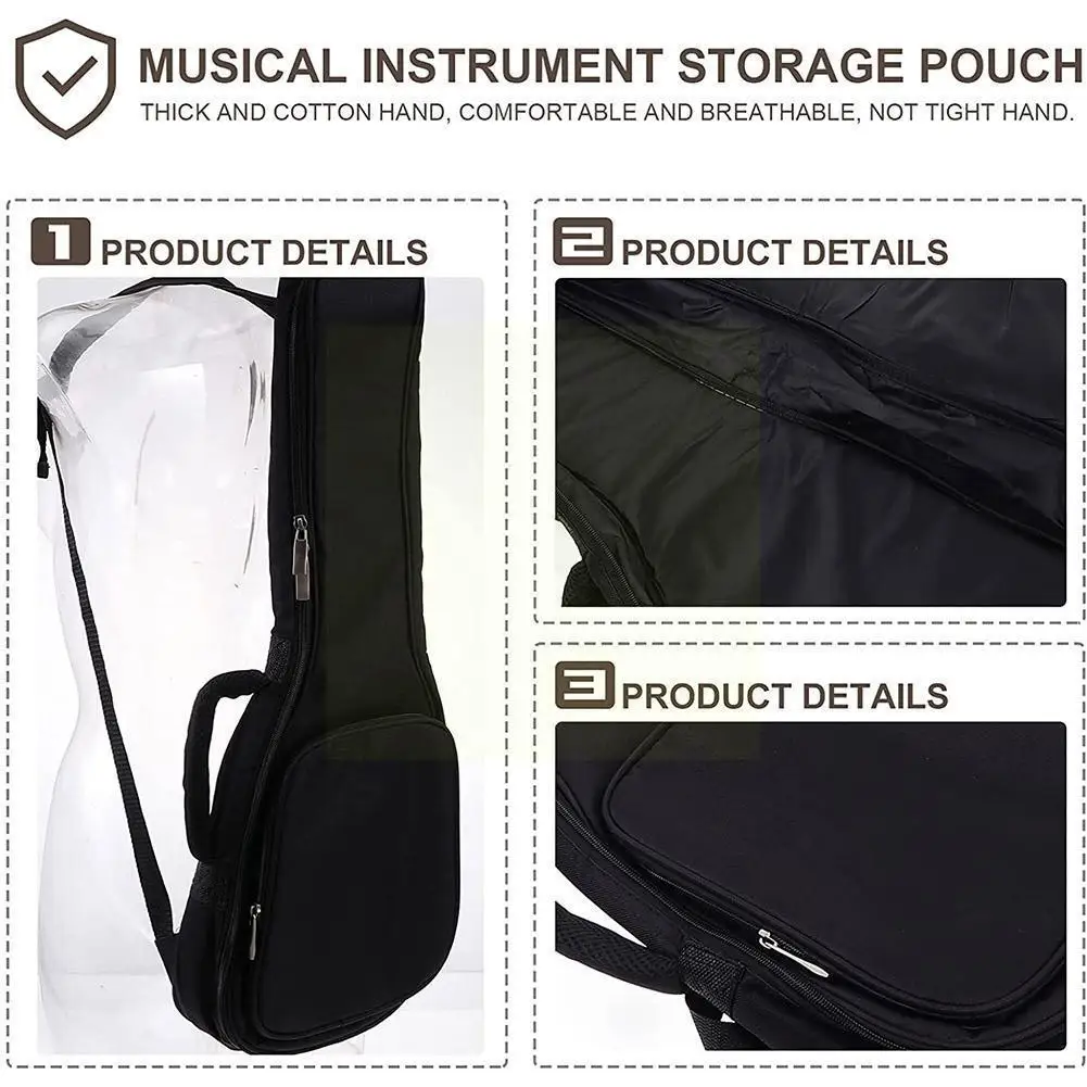 

Сумка для укулеле, черная портативная мягкая сумка, утолщенная и хлопчатобумажная женская сумка для гитары 26/27 дюйма X3A8