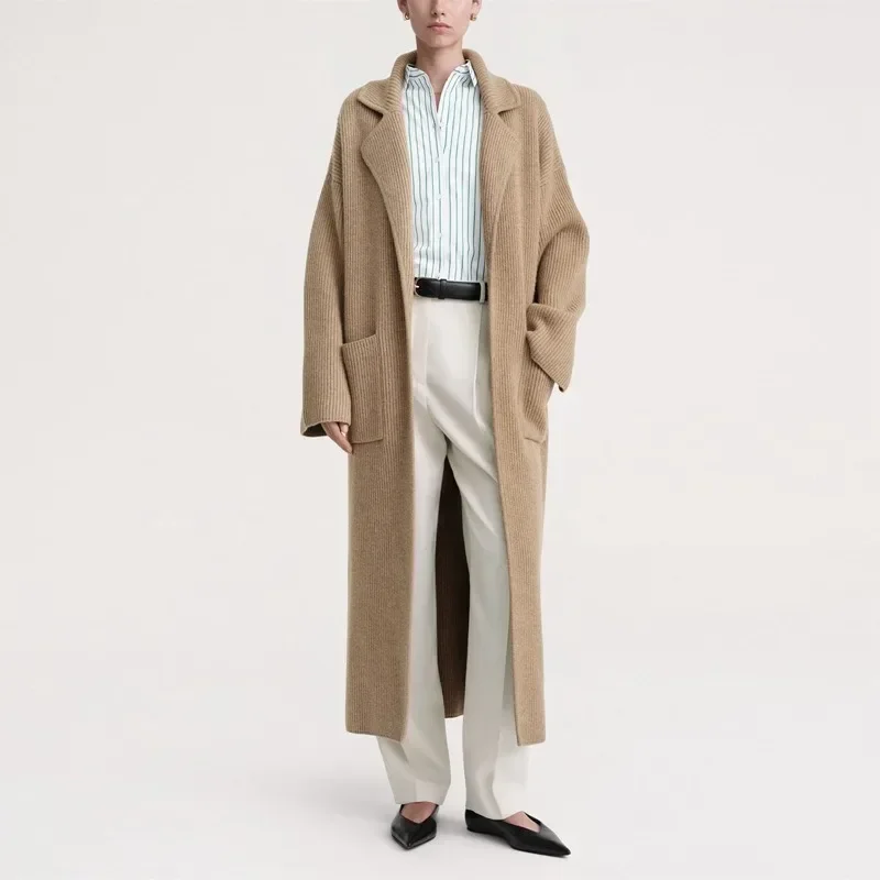 TT @ LUXURY-Длинное вязаное пальто для женщин смешанный кардиган Nordic поездок на