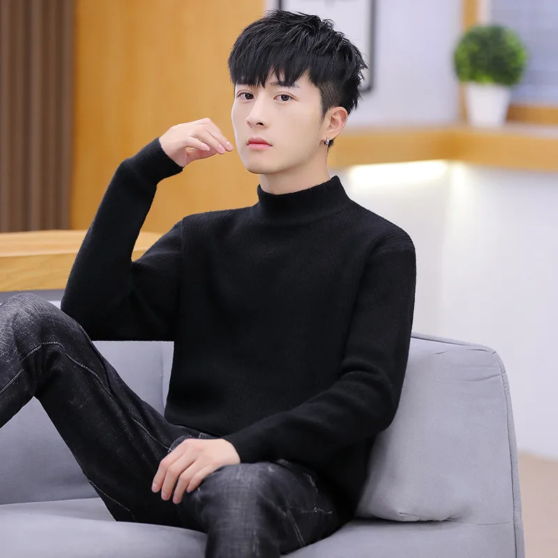 

Mens Sweaters Spring Autumn Long Sleeve Men Sweater Winter Pink White Yellow Red Black Blue Turtleneck Pullovers Casual Fashion