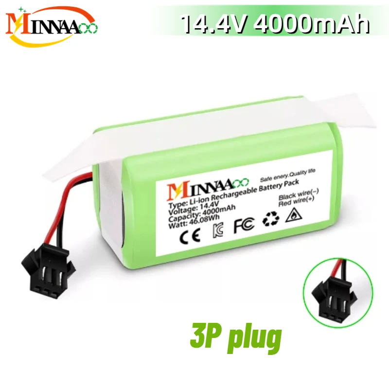 

14.4V 4.0Ah Li-ion battery for Cecotec Conga Excellence 950 990 1090 Ecovacs Deebot DN621 601/605 Eufy RoboVac 35C Panda i7 V710