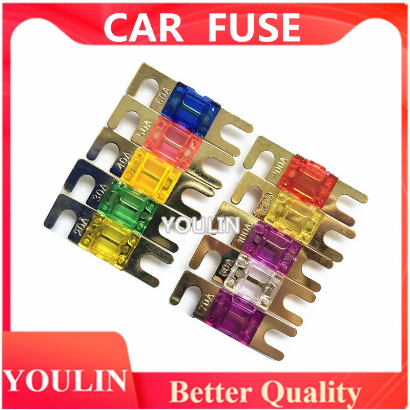 

10pcs ANL Gold Plated Stud Car Fuses Mini Car Stereo Audio AFS Fuse 20A 30A 40A 50A 60A 70A 80A 100A 125A 150A 32V Auto Fuse