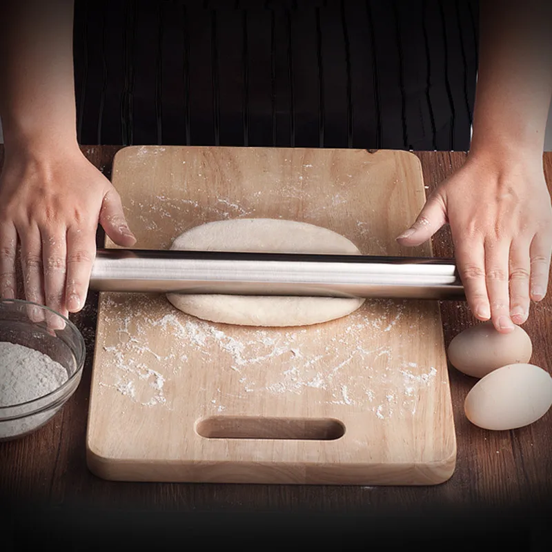 

30cm Rolling Pin Stainless Steel Hand Dough Roller Bake Cake Pizza Pastry Accessories Non-stick