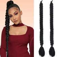 40inch 100cm long jumbo box braid hair ponytail extensions synthetic fake pony tail hairpiece for women with rubber elastic band