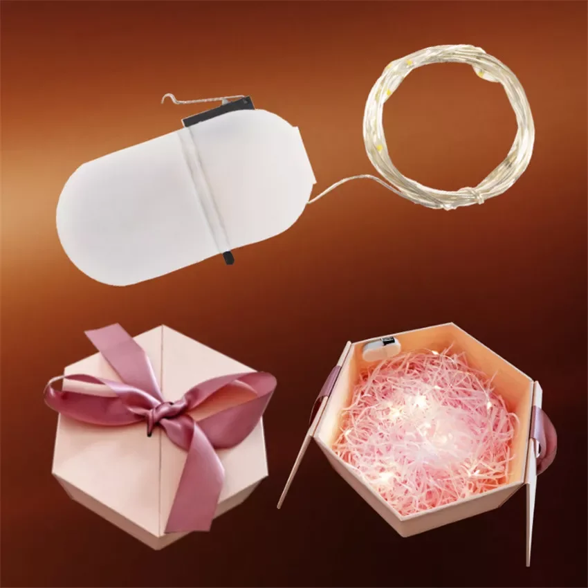 

Light Up Gift Box Decor Copper Wire LED String lights Holiday surprise Present Box lighting Garland For Christmas Wedding Decor
