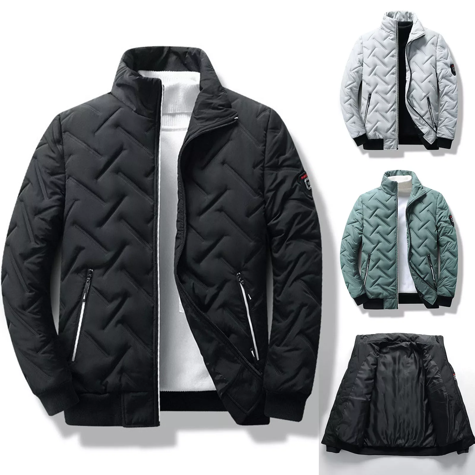 

NEW IN Mens Fashion Simple Solid Pocket Cardigan Button Down Cotton Jacket Short Fashion Thickened Warm Baseball Bake Jacket