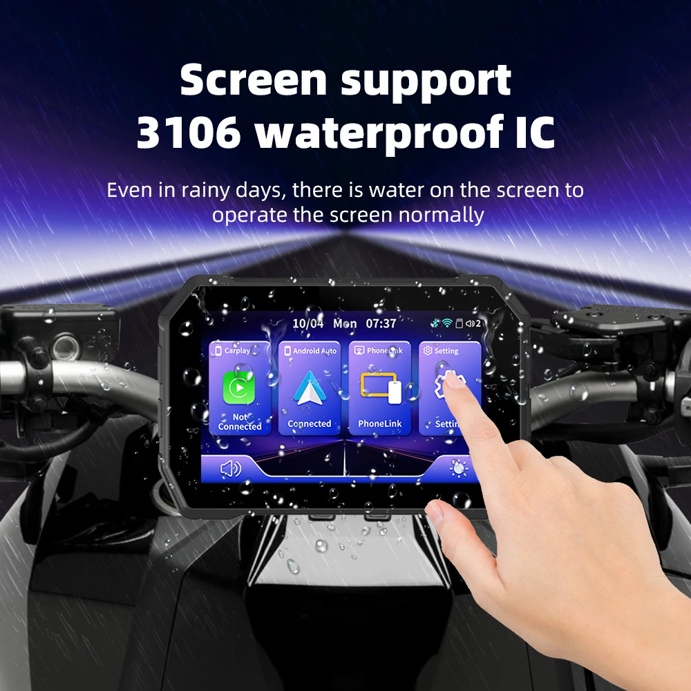 EKIY MTC02A 5-дюймовый навигационный мотоцикл водостойкий беспроводной Carplay Android