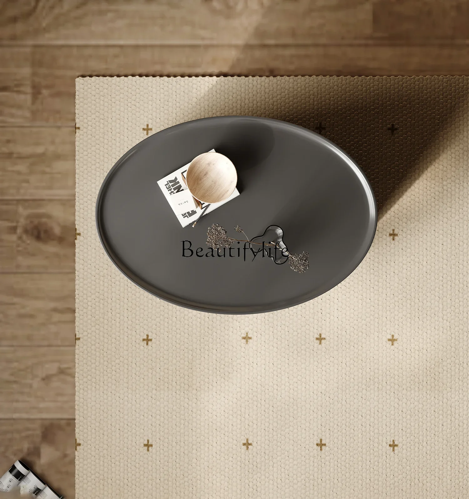 Современный минималистичный овальный прикроватный шкаф из массива дерева