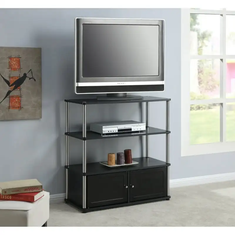 With Storage Cabinets And Shelves For Tvs  To 40 Inches, Black