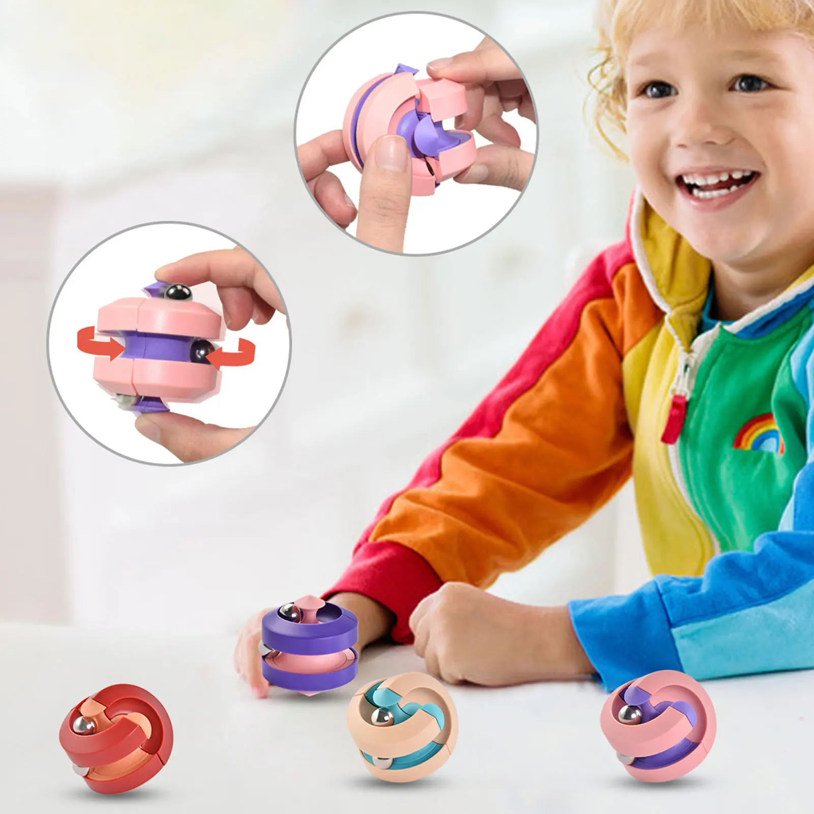 

Rotating Marble Track Magical Bead Orbit Ball Fingertip Decompression Cube Spinner Relieve Stress Puzzle Deform Toys