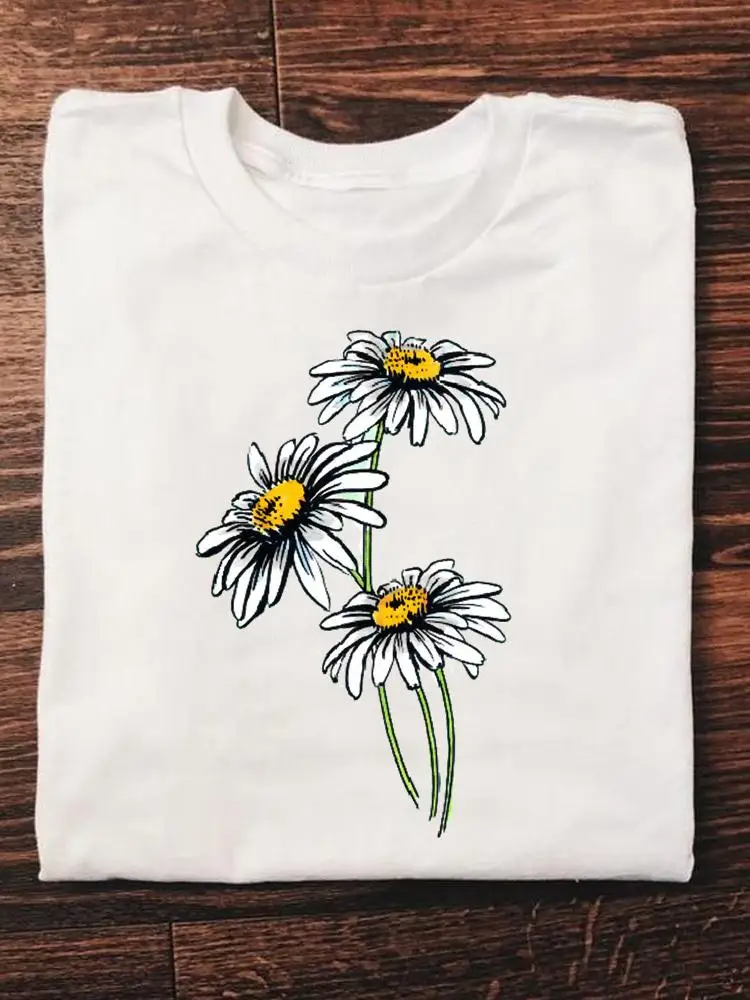 

Print T Short Sleeve Watercolor Flower Cute 90s Clothes Ladies Fashion Women's Clothing Female Graphic Tee Summer T-shirts