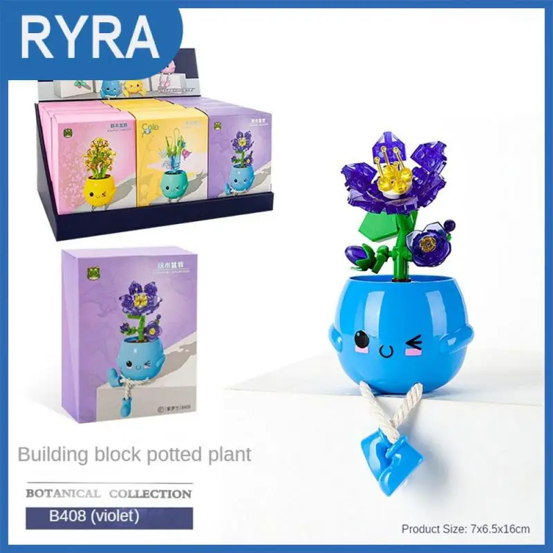 

3d Model Flower Simulation Decorative Flower Mounting Block Home Decoration Home Building Blocks Potted Gift Childrens Toys