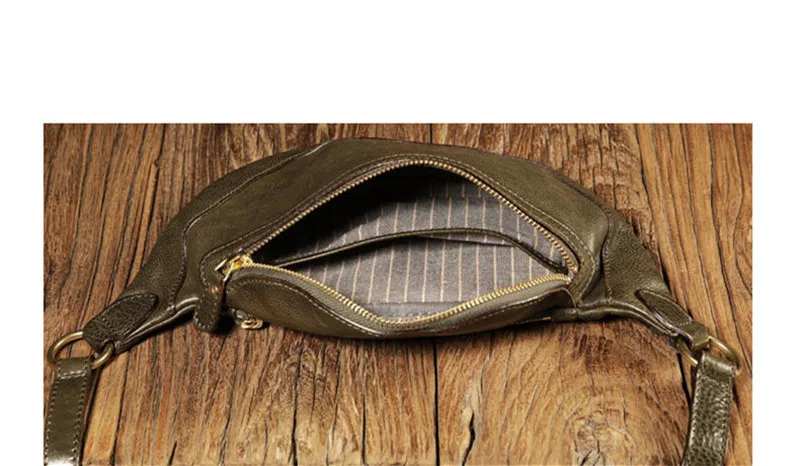 Retro fashion designer teenager natural genuine leather small chest bag casual outdoor daily sports cellphone waist bag women