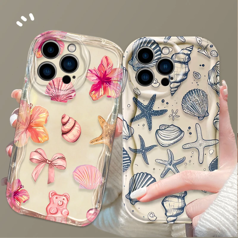 Фото Чехол для телефона iPhone 16 16E 15 14 13 12 11 Pro Max X XS X S Max XR SE 2020 SE4 7 8 Цветной морской организм Мягкий силиконовый чехол №1
