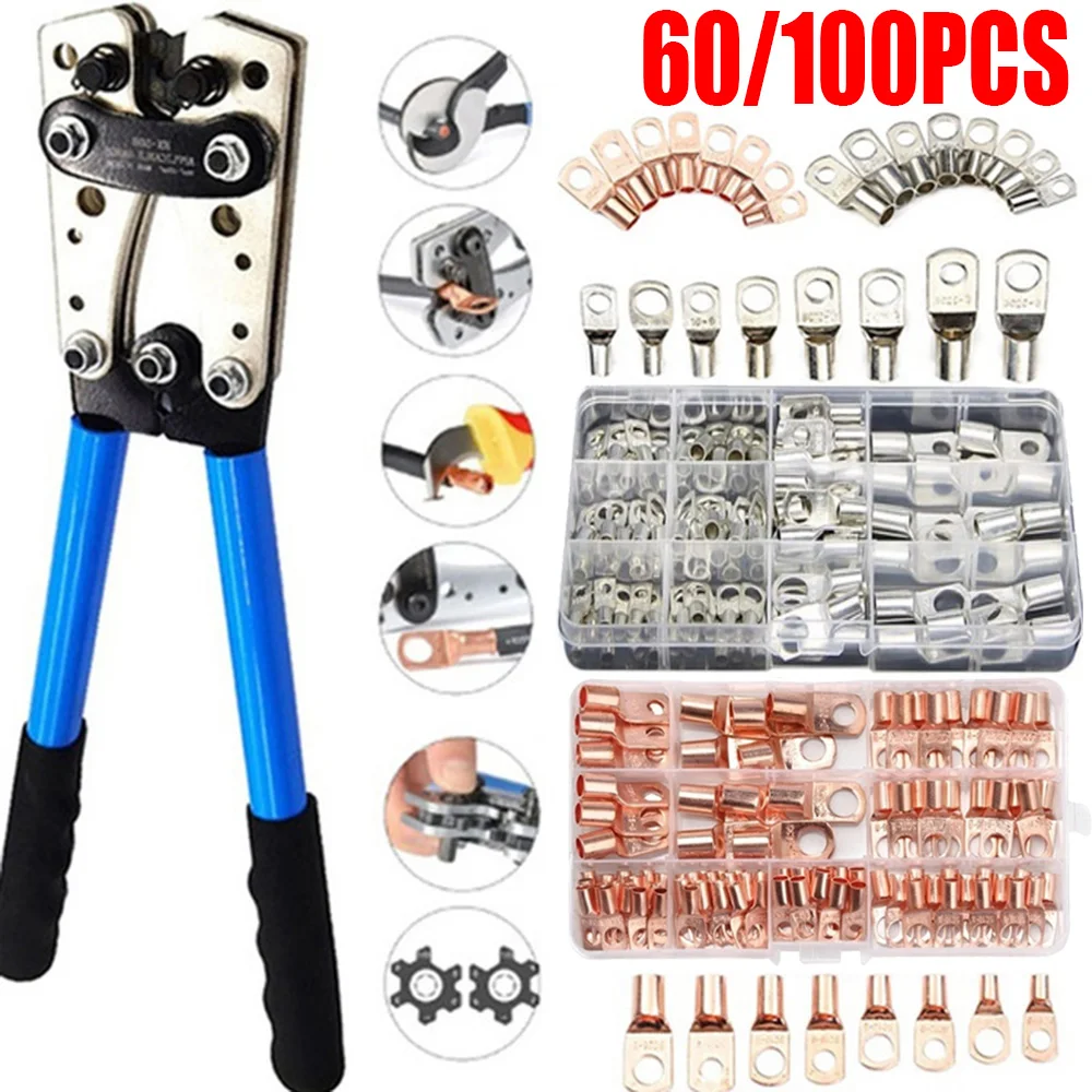 

HX-50B Crimping Plier 6-50mm AWG 22-10 Car Auto Copper Ring Bare Cable Battery Terminals Lug Hex Crimp Tool Cable Terminal Plier