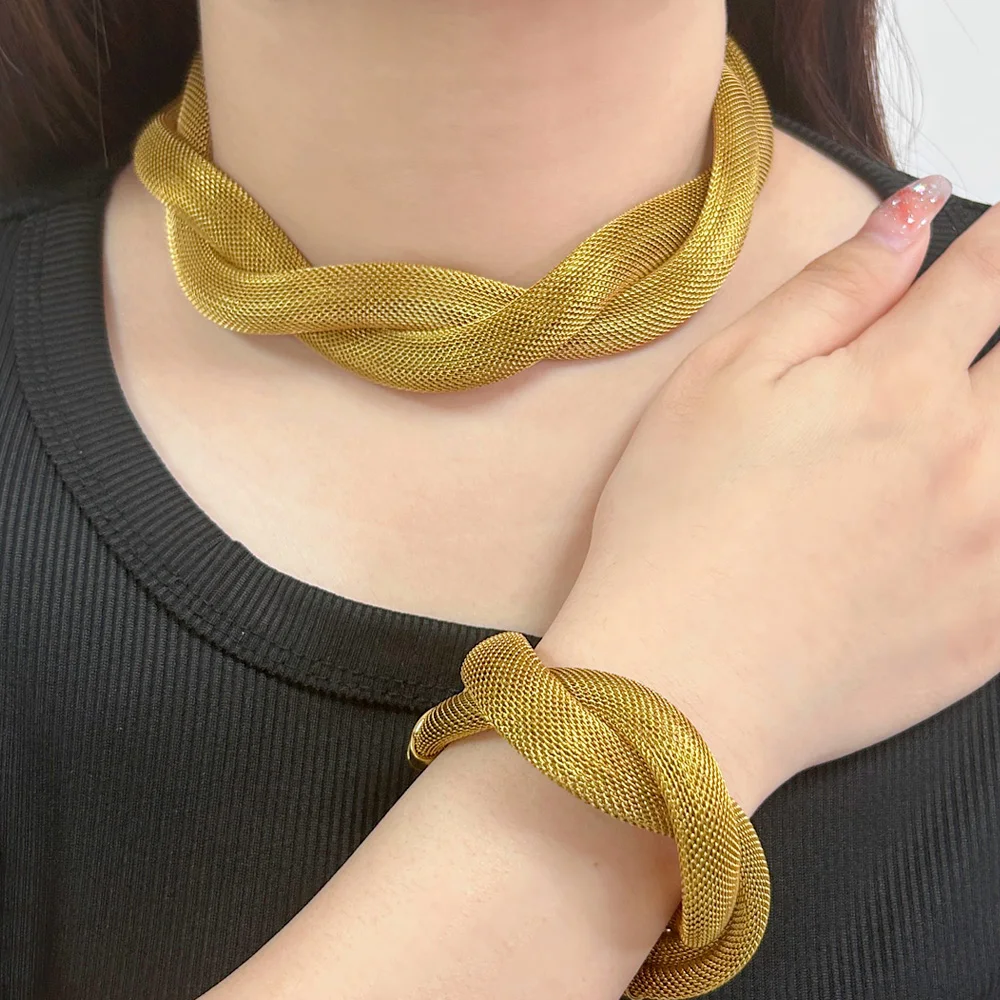 Ювелирный Комплект USENSET из нержавеющей стали в стиле ретро большая полая веревка