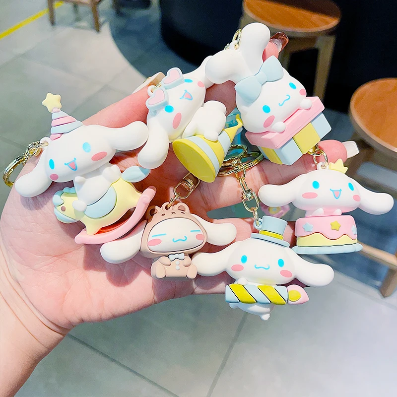 

Kawaii Sanrio Various Cinnamoroll Key Chain Pendant Pvc Cartoon Car Key Chain Accessories Women's Bag Pendant Children's Gift