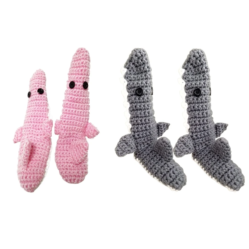 

Toddler Kids Baby Crochet Knitted Calf Socks Novelty Funny 3D Wide Mouth Shark Bite Slippers for Creative Cartoon Animal 37JB