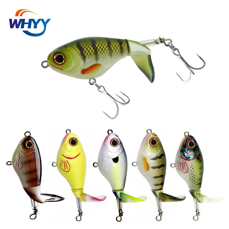 

6Pcs/lot Topwater Fishing Lure 75mm 17g Whopper Popper Artificial Hard Bait Rotating Tail Trolling Pesca Fishing Tackle