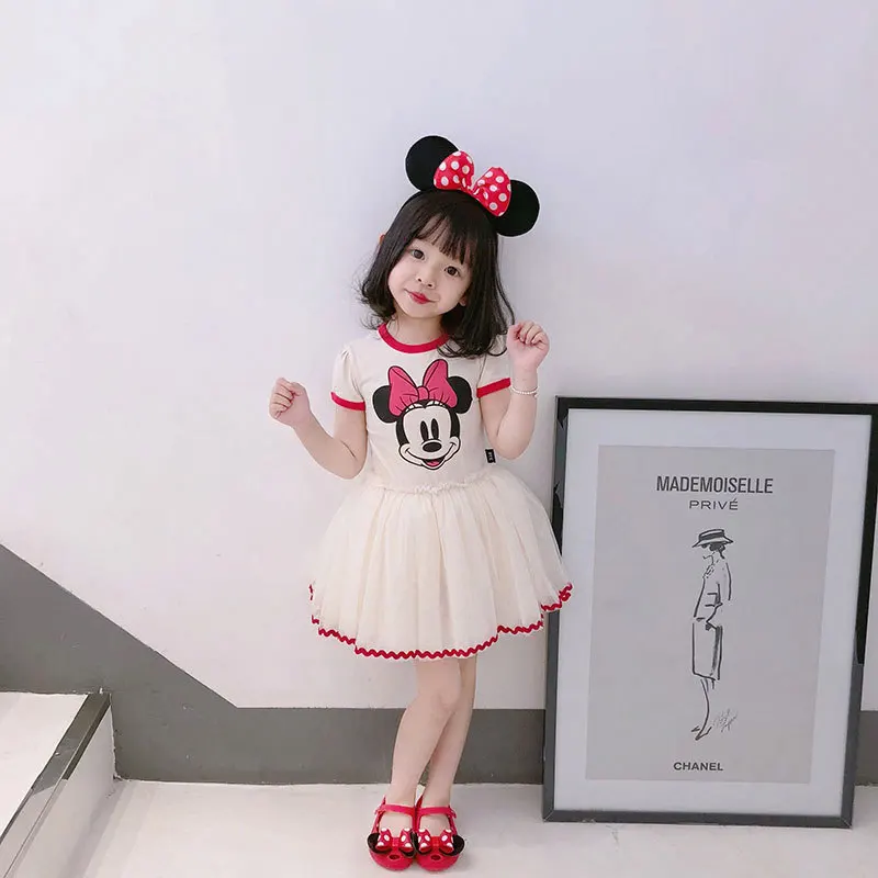 

Disney Mickey Mouse Childrens Mesh Cartoon Skirt Mickey Childrens Dress Minnie Princess Dress Poached Dress