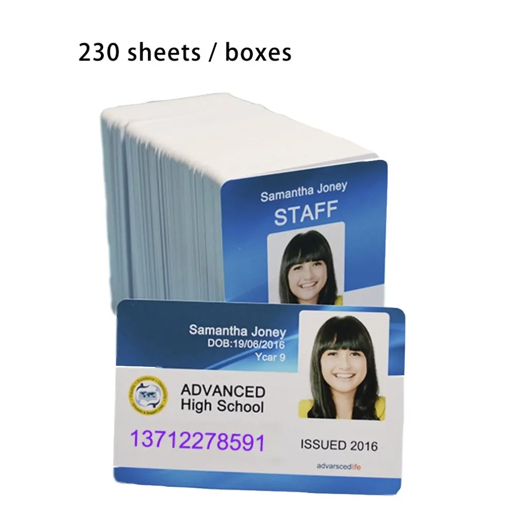 

by Epson or Canon Inkjet Printers 230pcs White Inkjet Printable Blank Pvc Card for Membership Card Club Card ID Card Printed