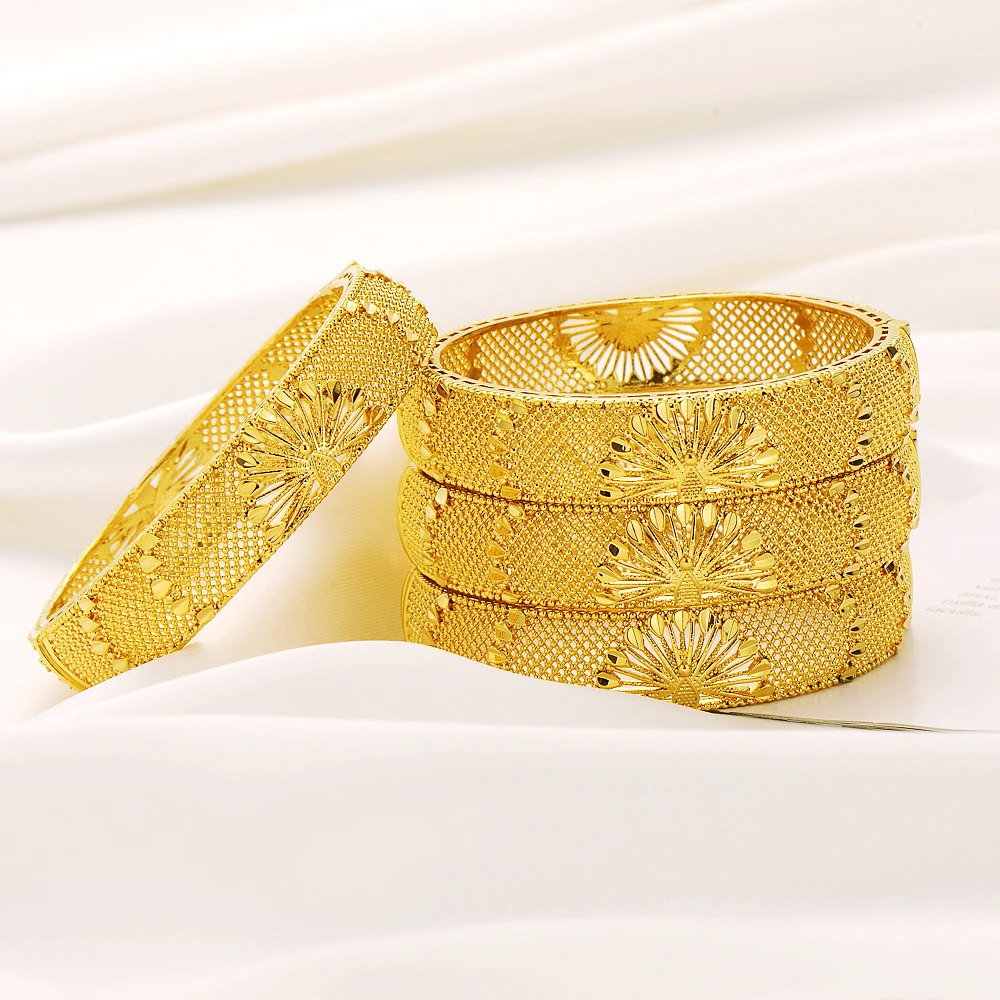 

Dubai Gold Color African Bridal Wedding Openable Bangle For Women Saudi Arab Exquisite Pattern Bracelet&Bangles Jewelry