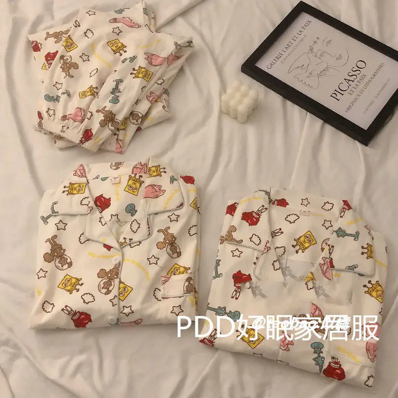 2023 Couples' pajamas, women's spring long-sleeved housewear, 2022 new spring and autumn two-piece suit