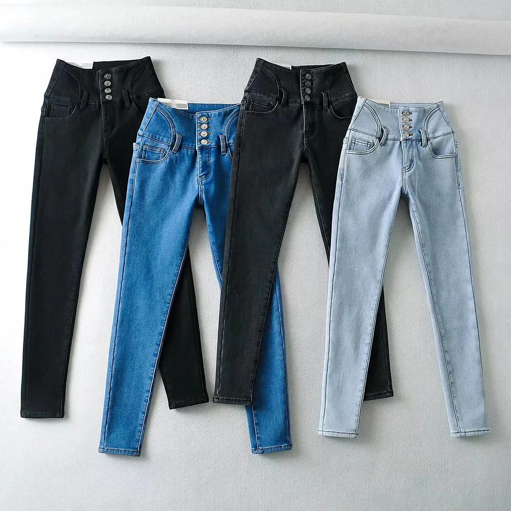 

BER&OYS&ZA2022 Autumn/Winter women's fashion high waist casual everything warm thick and velvet jeans