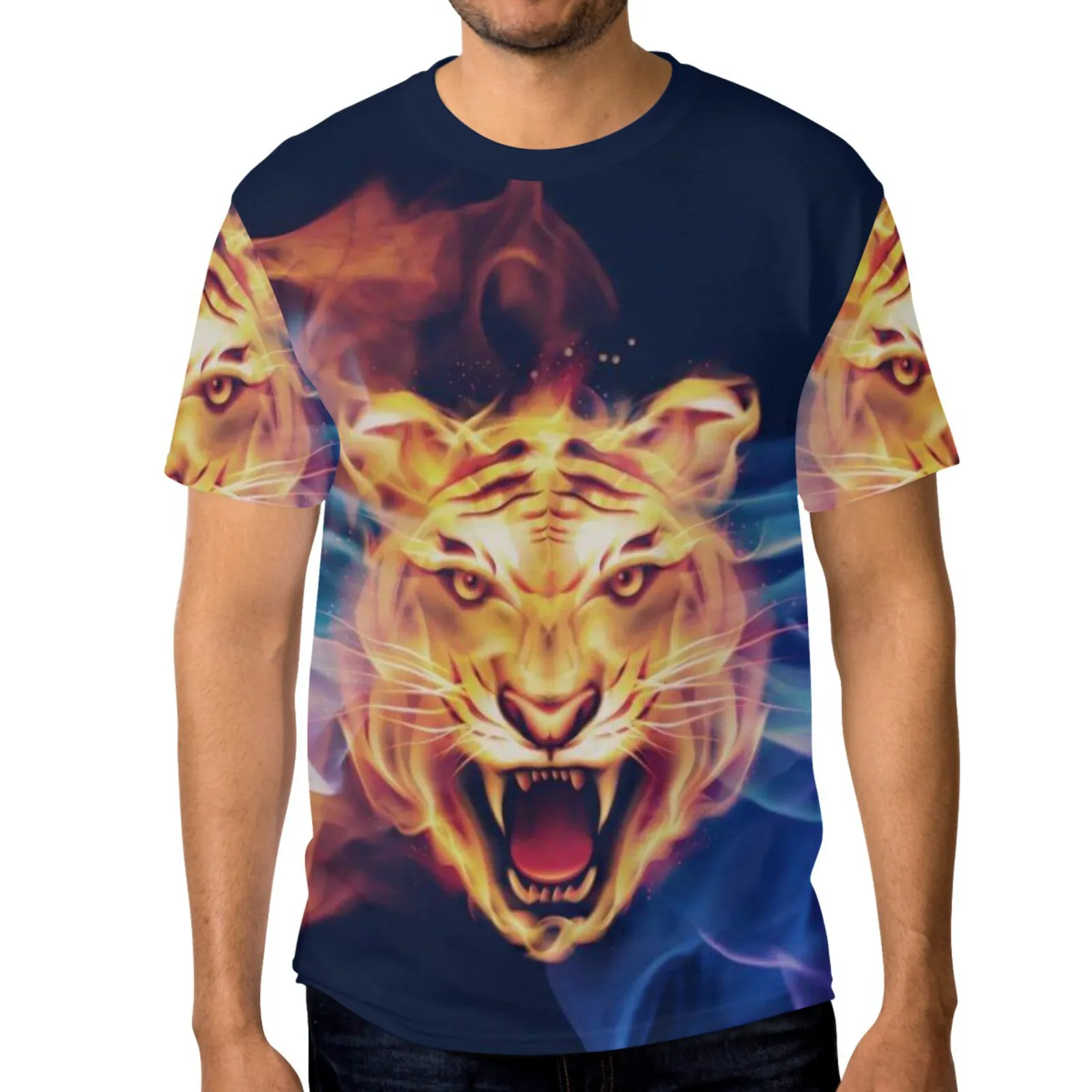 

Футболка мужская с принтом тигра, орла, животного, из полиэстера