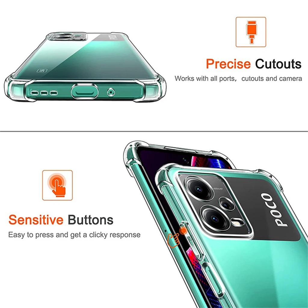 Прозрачный чехол из ТПУ для POCO X5 Pro X4 X3 GT M4