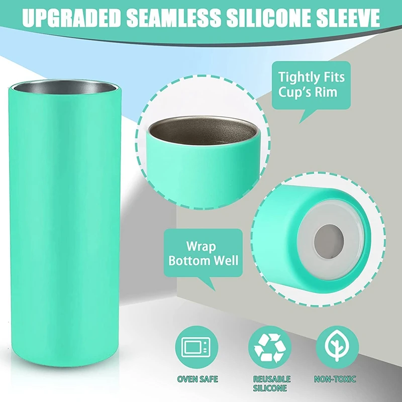 

ABHU 2 Pieces Silicone Sleeve For Sublimation Tumblers Bands For 20 Oz&30 Oz Skinny Blank Tumbler Instead Wraps Shrink Paper