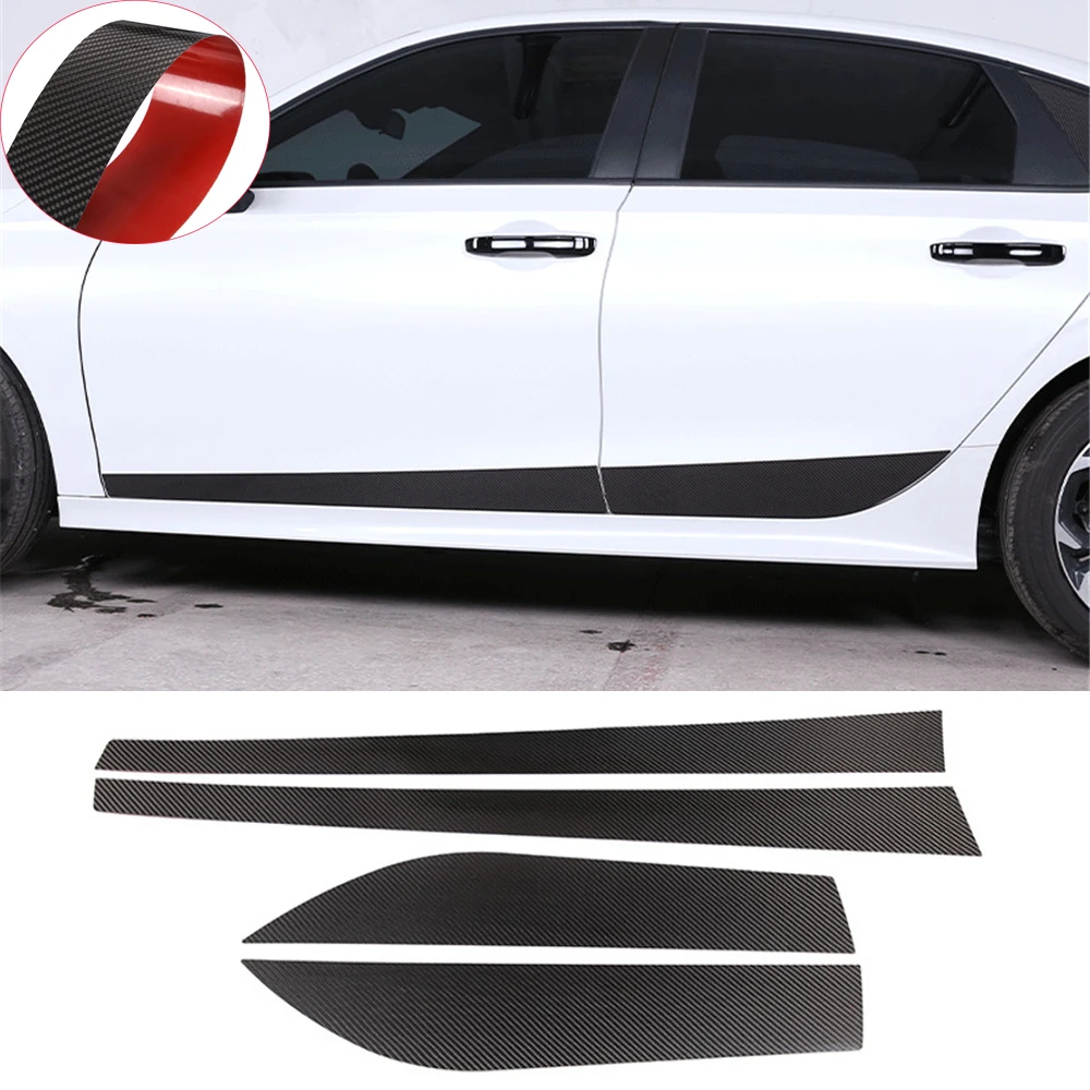 

Мягкая панель из углеродного волокна для боковой двери, молдинг для Honda Civic 11th 2022 2023, аксессуары для интерьера автомобиля