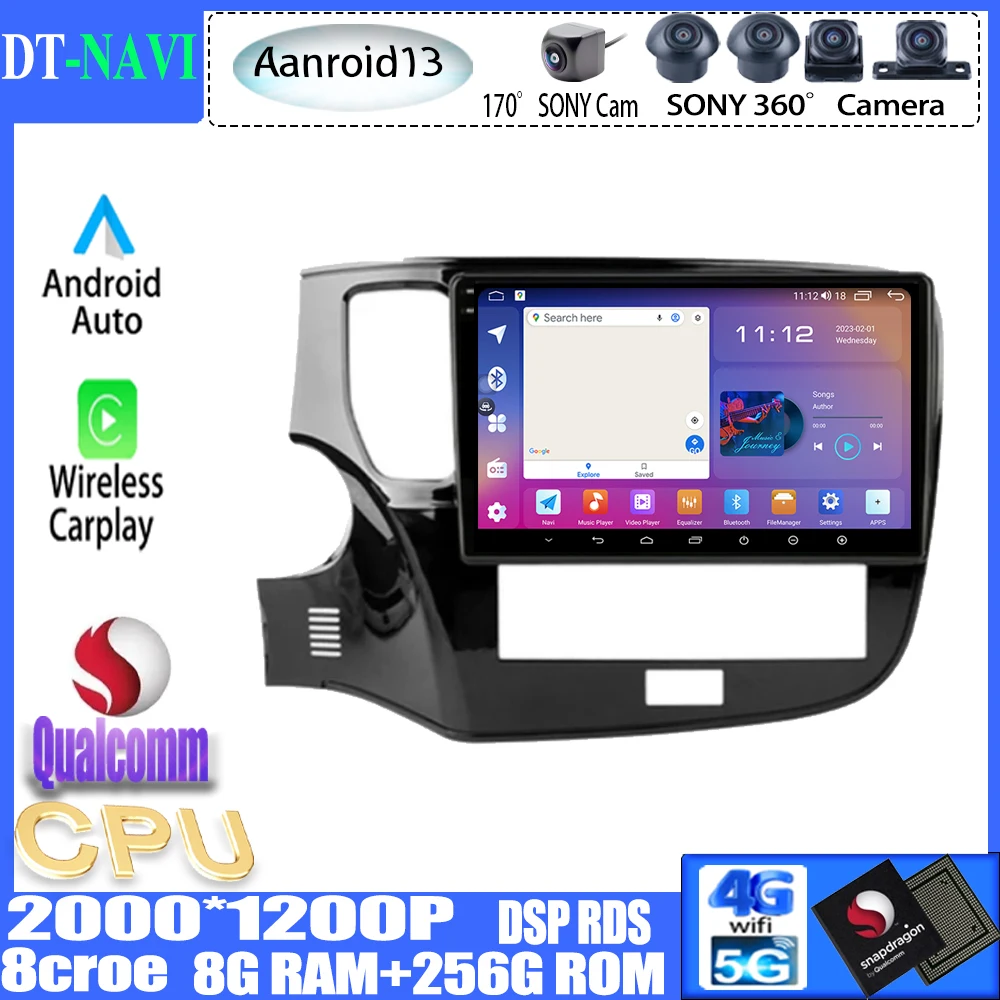 

Автомобильный мультимедийный плеер Qualcomm Android13, для Mitsubishi Outlander 3 III GF0W GG0W 2018-2022, радио, навигация GPS Carplay BT WIFI