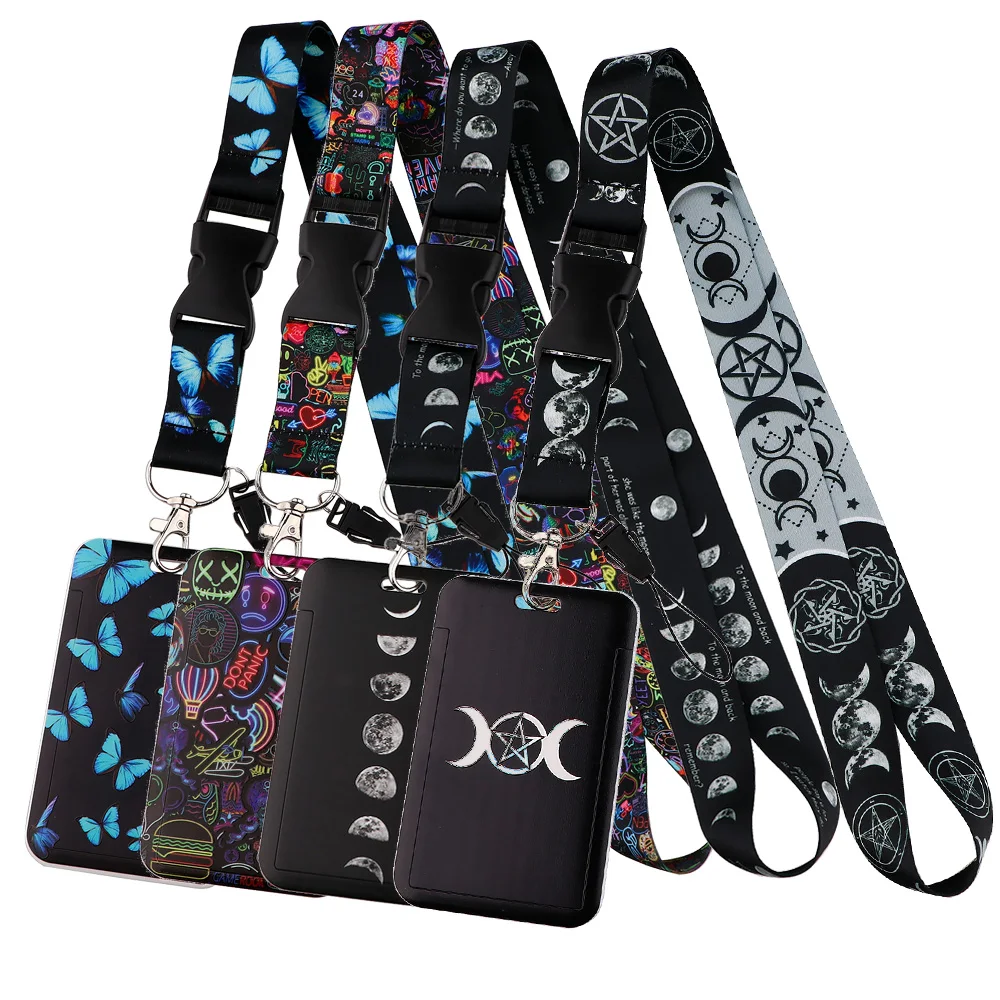 

Neon Lights Butterflies Lanyard Rope Keychain for Key Neck Strap ID Name Badges Holder Mobile Phone Work Pass Card Accessories